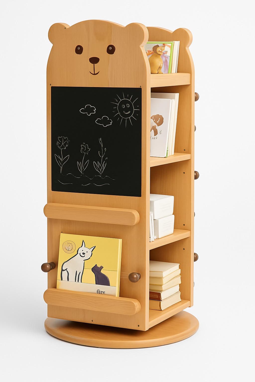 Bear Buddy Rotating Wooden Bookshelf